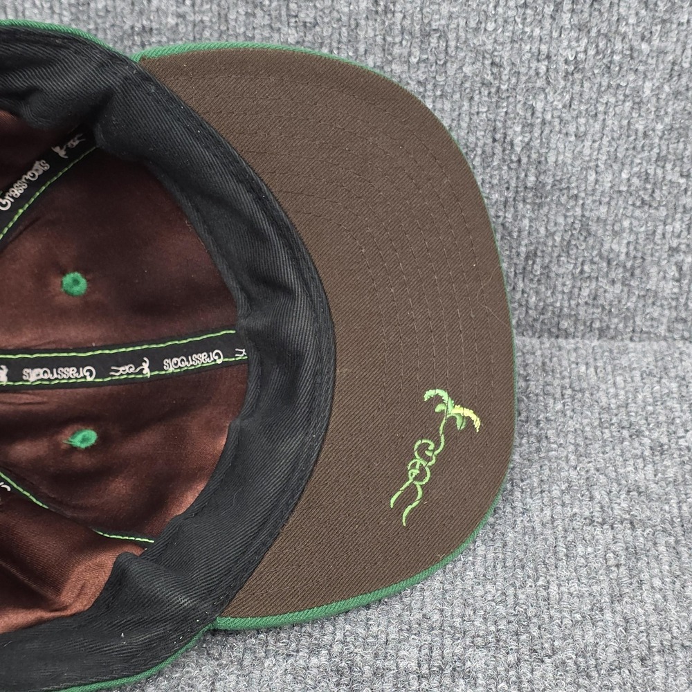 Grassroots Hat Cap Fitted 7 3/8 Green Bear Weed Leaf Baseball Satin Lined‎ Mens - Picture 7 of 10
